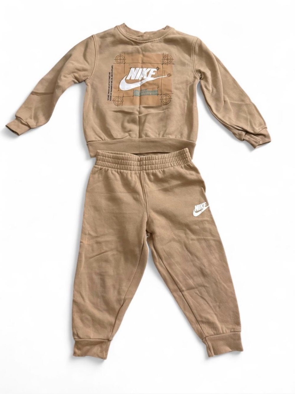 Nike Kids Tan Crewneck & Jogger Set - Beige/Tan